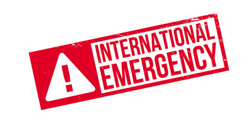 International Emergency rubber stamp. Grunge design with dust scratches. Effects can be easily removed for a clean, crisp look. Color is easily changed.