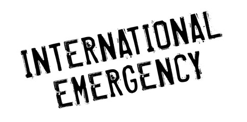 International Emergency rubber stamp. Grunge design with dust scratches. Effects can be easily removed for a clean, crisp look. Color is easily changed.