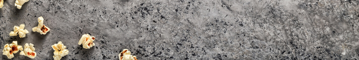 Popcorn on a concrete background, top view