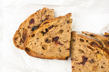 Slices of malt bread handmade