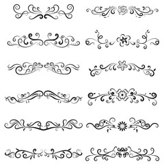 vector illustration set of border calligraphic and dividers decorative