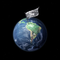 Drapeau blanc en Colombie en Amérique du Sud, vue de l'espace 