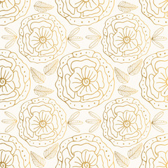 Vector gold floral seamless pattern
