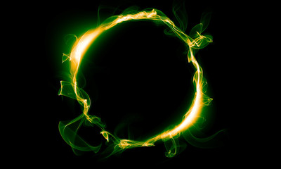 Yellow green ring consisting of a smoke. The magical thing. Fantasy