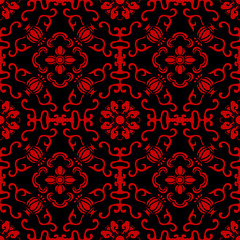 Seamless Chinese Background Round Spiral Frame Flower