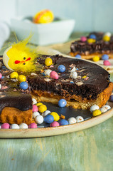 Chocolate and salted caramel Easter tart