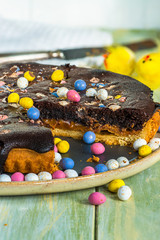 Chocolate and salted caramel Easter tart