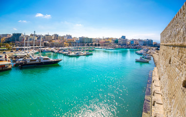 View of Heraklion harbour from the old venetian fort Koule, Crete, Greece