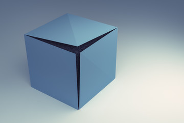 3d rendering of abstract stone cubes inside cube box