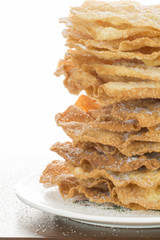 Crisp pancakes mountain.