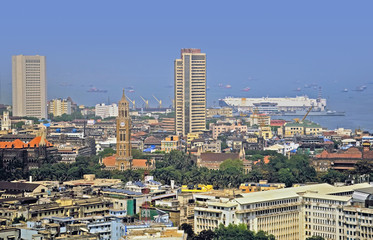 Fototapeta na wymiar Elevated view of Stock Exchange of Mumbai India
