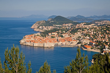 Fototapeta na wymiar Old walled city of Dubrovnik on the Adriatic Sea.