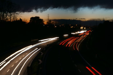 urban landscape in long exposure whit black clouds