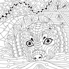 Fototapeta premium dog zentangle styled with clean lines for coloring book for anti stress, T - shirt design, tattoo and other decorations