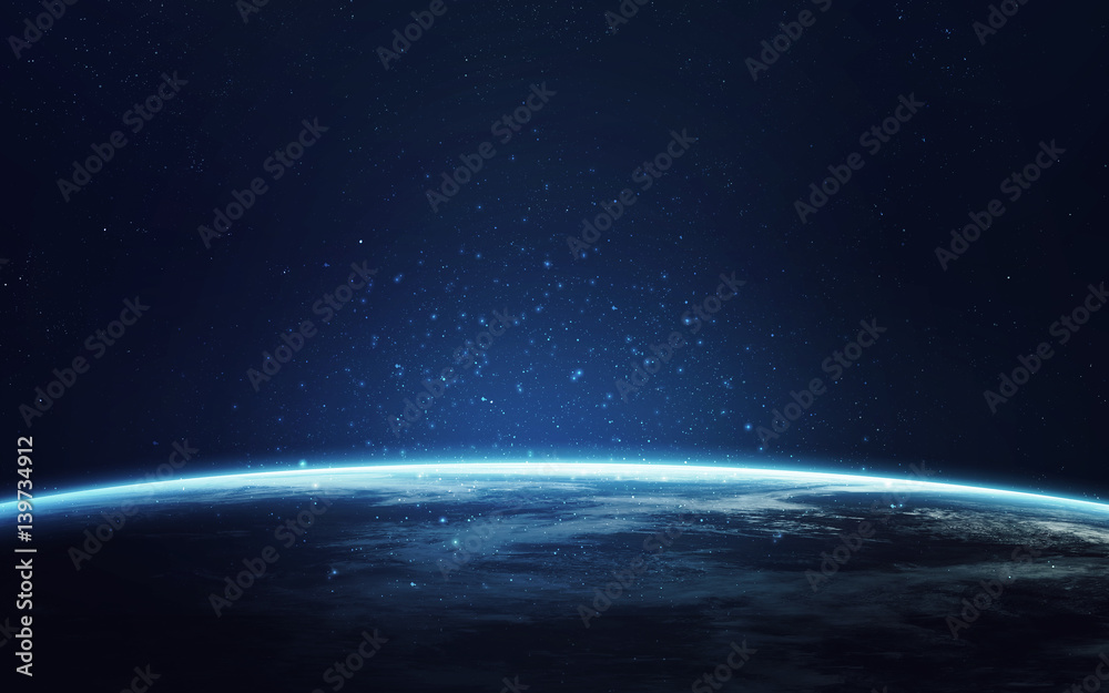 Wall mural blue planet earth. illustration of homeworld, ecology and science. elements furnished by nasa
