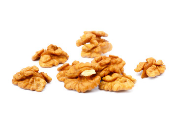 Healthy walnuts isolated on white background