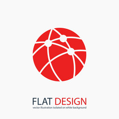 Global technology or social network  icon, vector illustration. Flat design style