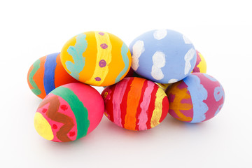 Easter eggs on white background