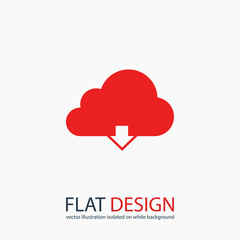 Vector cloud computing download icon, vector illustration. Flat design style