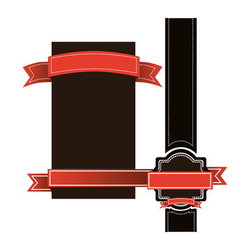 brown squeres symbols with red ribbons icon, vector illustraction design