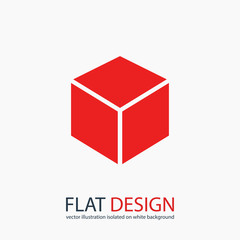 3d cube logo design icon, vector illustration. Flat design style