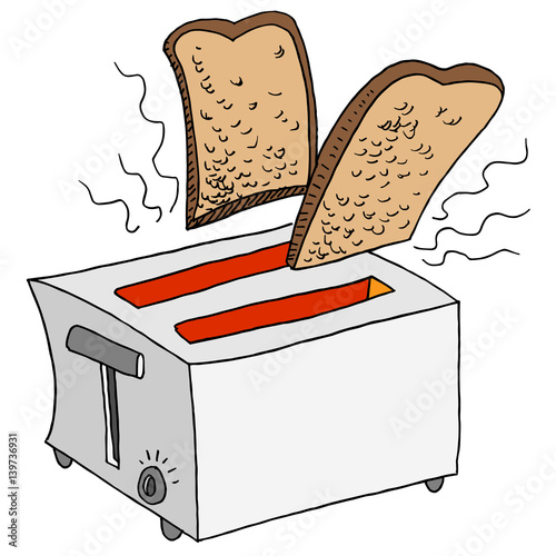 "Retro Toaster Toasting Bread" Stock image and royaltyfree vector