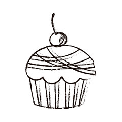 figure muffin with cherry icon, vector illustraction design image