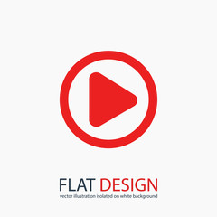 Play button web icon, vector illustration. Flat design style 
