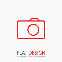 Camera icon; vector illustration. Flat design style