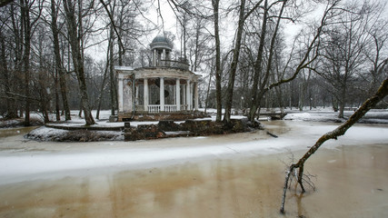 Snowfall in the Kemeri park, Latvia