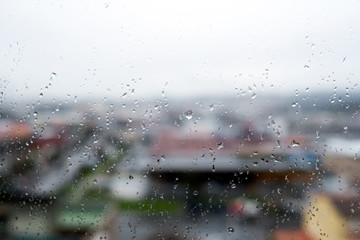 Drops of rain on the window (glass). Shallow DOF