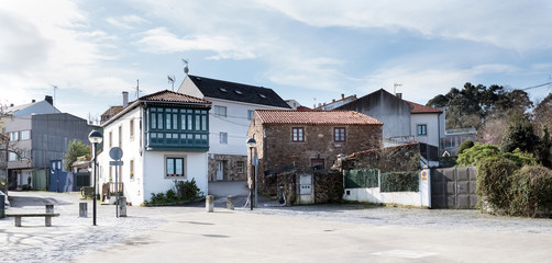 La Coruna, Galicia Spain- March 5, 2017. View of the streets of a summer village (Santa Cruz) on a nice winter day