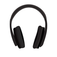 Isolated black headphones without background.  Icon with headphones. listening to music concept, audio jack sign. Trendy Flat style for graphic design, logo, Web site, social media