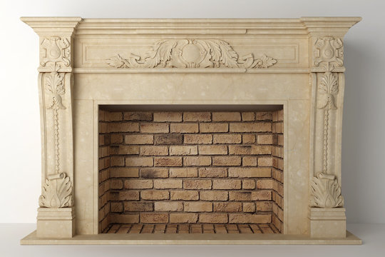 Fireplace in the light interior of home