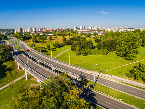 Fototapeta Lublin z lotu ptaka. Dzielnica Czuby - most nad wąwozem. 