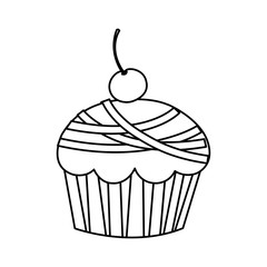 silhouette muffin with cherry icon, vector illustraction design image