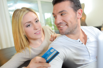 Couple with credit card