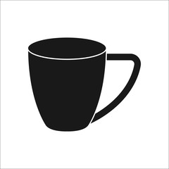 Coffee mug or Teacup simple silhouette icon on background