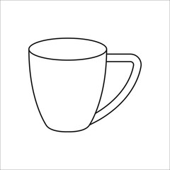 Coffee mug or Teacup simple line icon on background