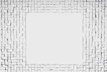 White abstract image of cubes background. 3d render