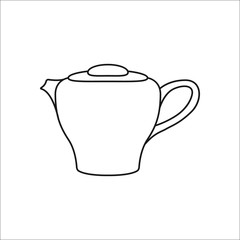 Kettle for tea or coffee simple line icon on background