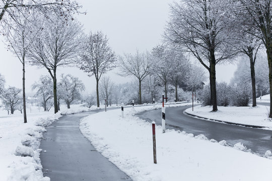 Kemptener street with snow
