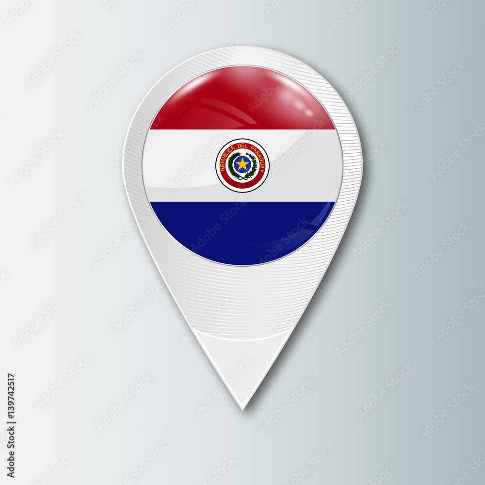 Canvas Prints pointer with the national flag of paraguay in the ball with reflection. tag to indicate the location