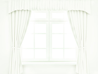 White curtain on the window. 3d render