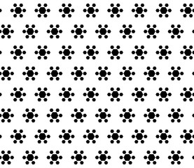 Vector monochrome seamless texture. Abstract geometric flowers, simple black hexagonal figures on white background. Stylish minimalist pattern. Design element for cover, printing, embossing, decor