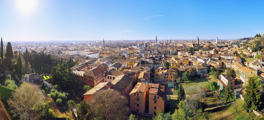 Panorama of Verona historical quarter from viewpoint, Italy