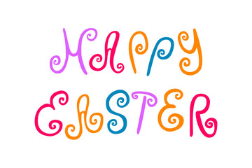 Happy easter colored swirling lettering