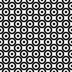 Vector seamless pattern, monochrome polka dot texture. Simple geometric background with staggered perforated circles, black & white abstract design. Element for decoration, textile, fabric, linens