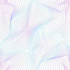 Vector seamless pattern, abstract texture, curved lines, fluid shapes. Visual halftone 3D effect, illusion of movement, dynamical surface. Bright colors, blue and pink gradient on white background