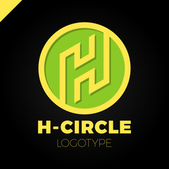 Obraz premium Letter H Logo With Circle in line style Design Template